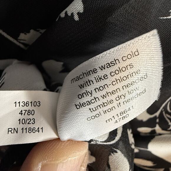 Lane Bryant SIZE 22 Womens Grosgrain Ribbon Straps Black White Floral Chiffon - Picture 9 of 10